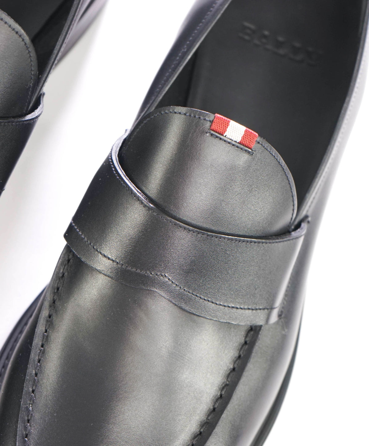 $615 BALLY - Black Leather Loafers - US 12 (11UK)