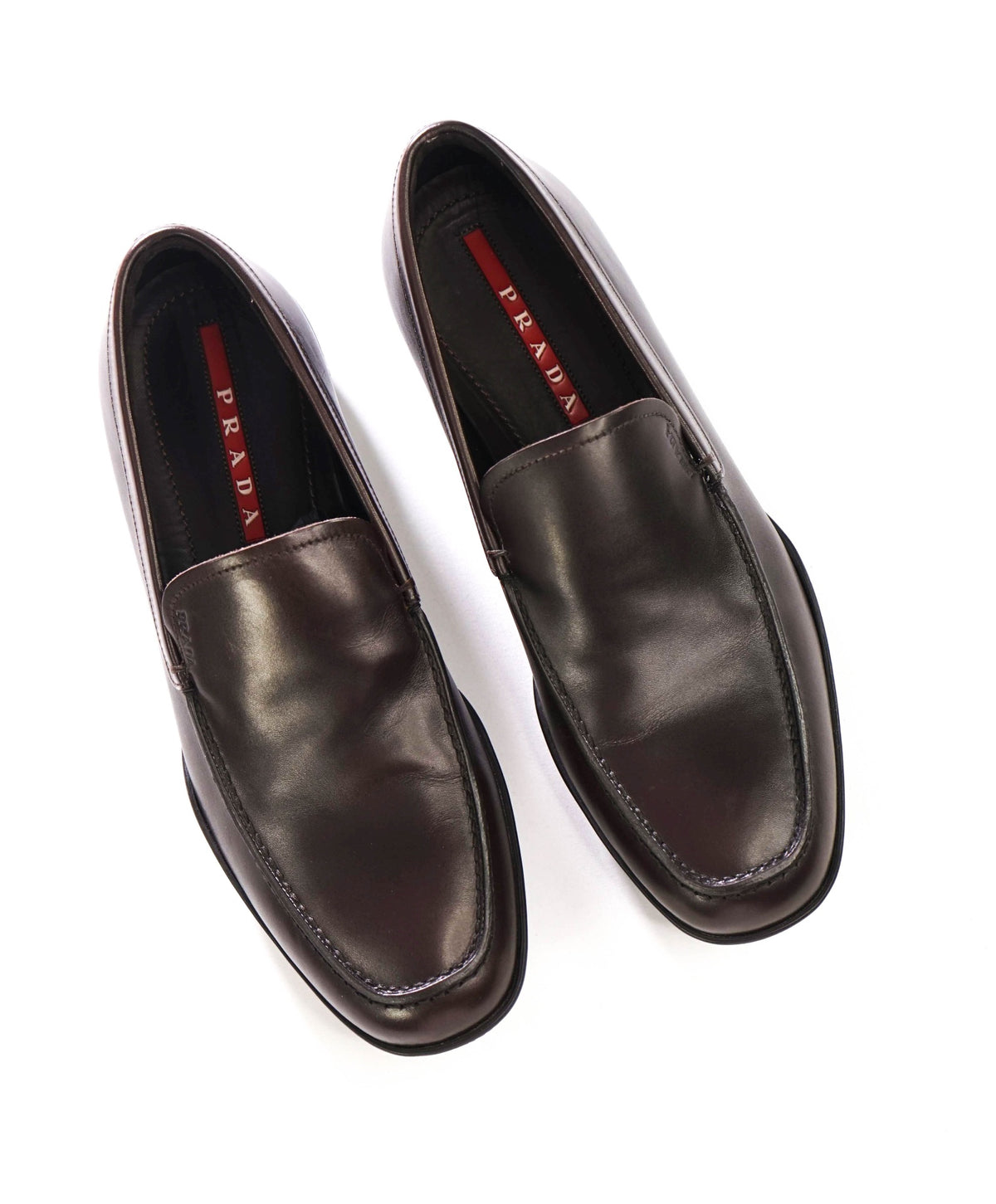 $795 PRADA - Linea Rossa Brown Leather Loafers - US 7 (6UK)