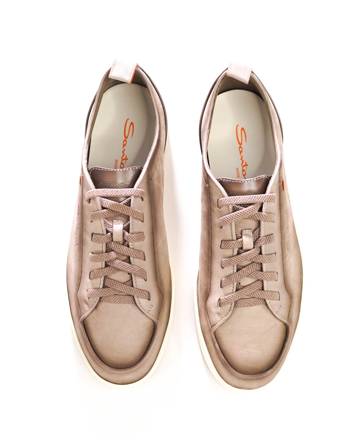 $890 SANTONI - Stone Suede MONTECARLO Sneakers - US 10.5 (9.5UK)