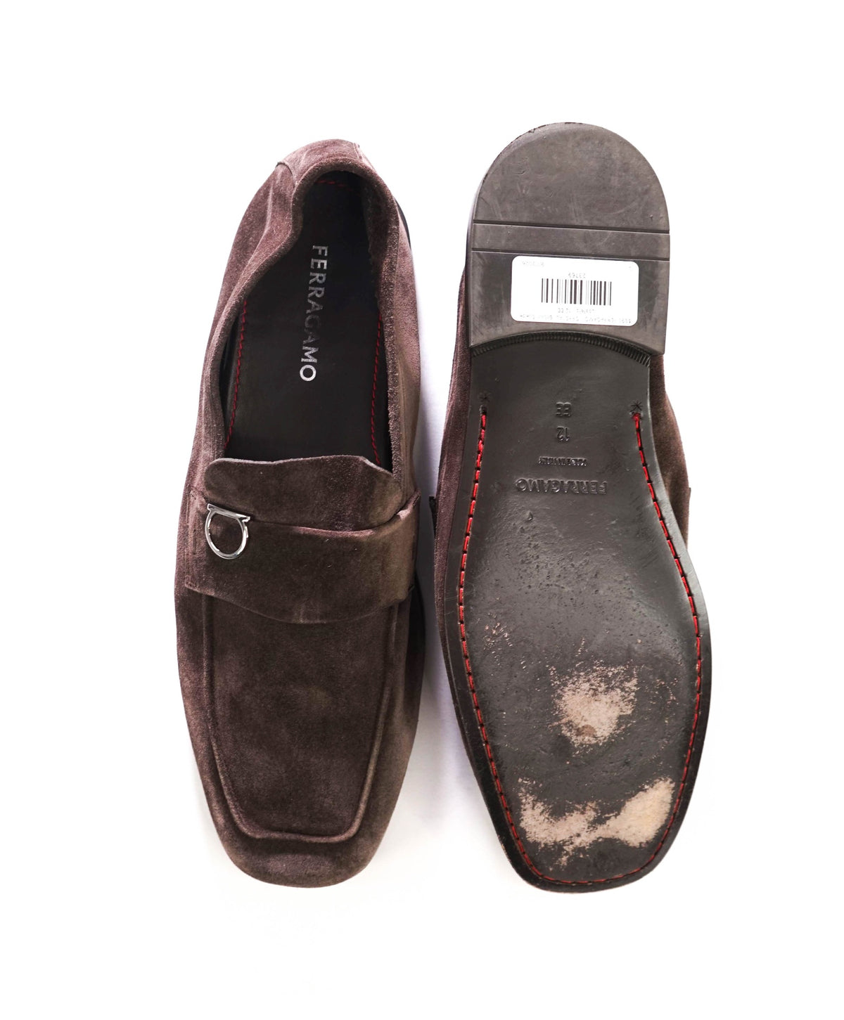 $895 FERRAGAMO - "CRYSTAL" Brown Suede Loafers - 12 EE