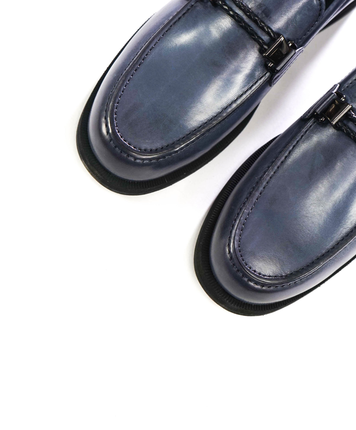 $750 TOD'S - Navy Blue Leather Lug-Sole Loafers - US 7 (6UK)