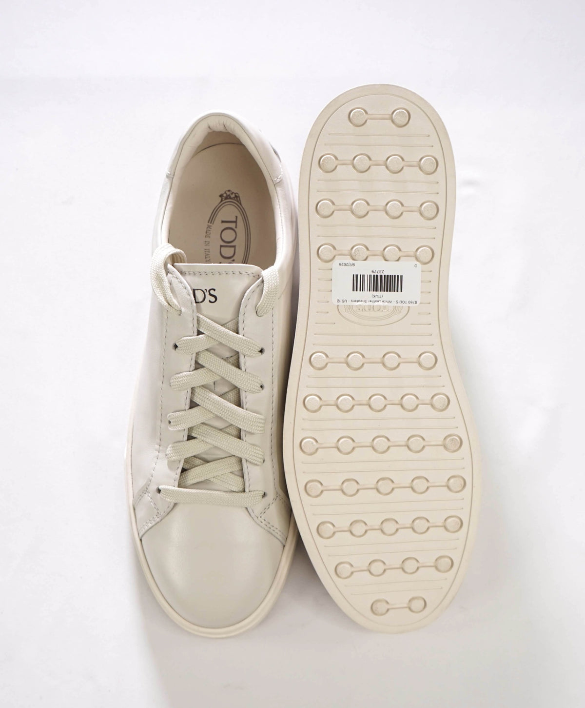 $750 TOD'S - White Leather Sneakers - US 12 (11UK)