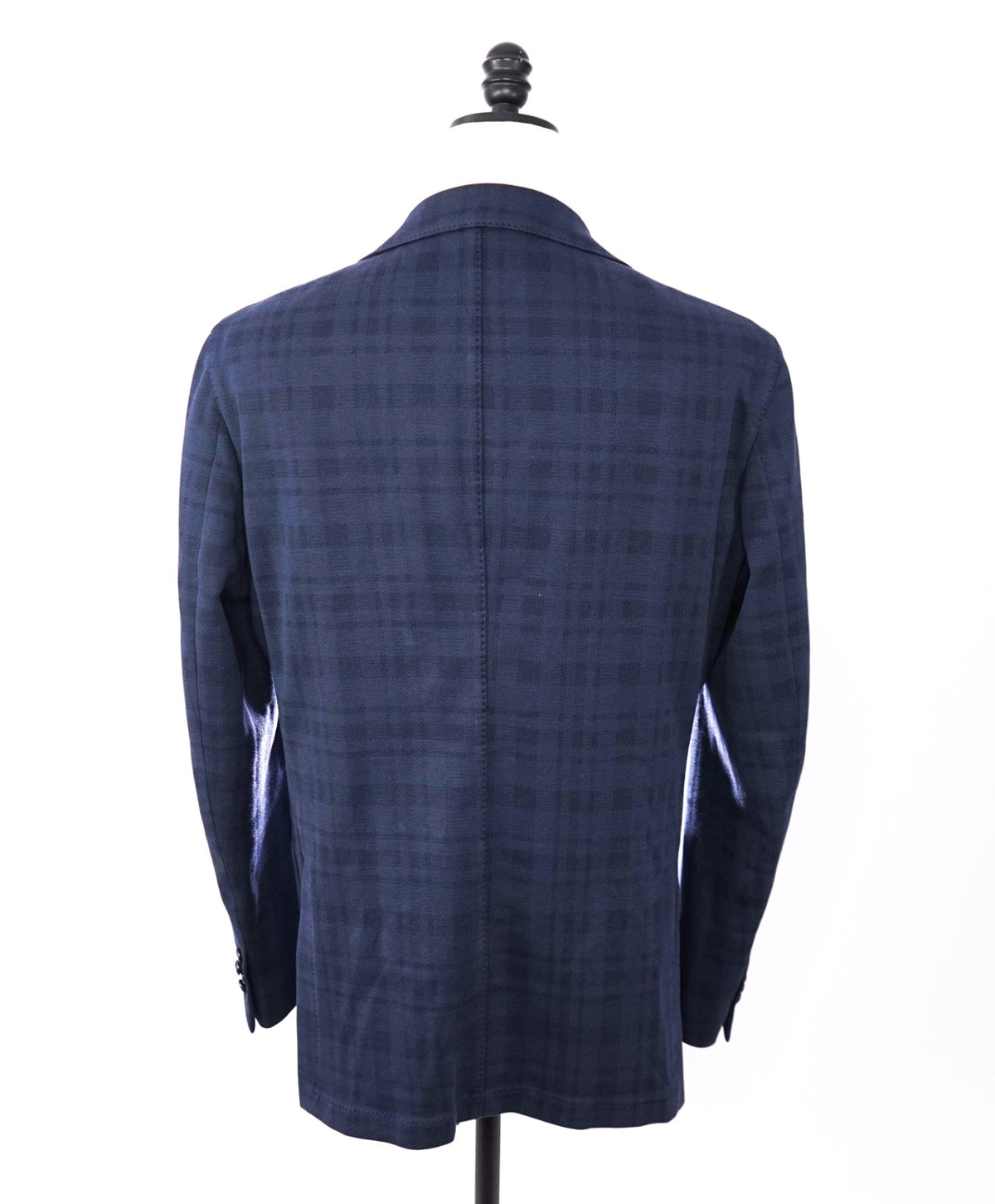 $1,200 SAKS 5TH AVE - Navy Blue Tonal Plaid Cotton Blazer - 46R