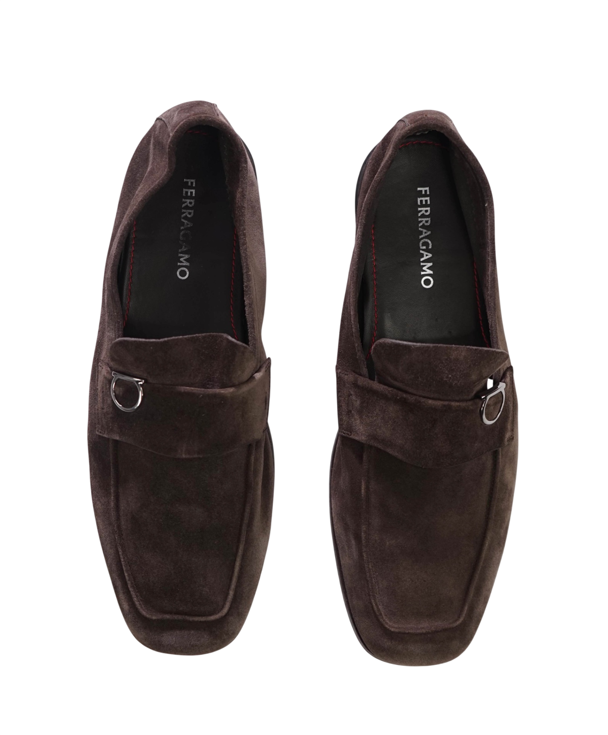 $895 FERRAGAMO - "CRYSTAL" Brown Suede Loafers - 12 EE