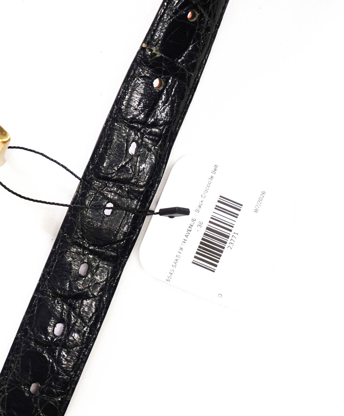 $545 SAKS FIFTH AVENUE - Black Genuine Crocodile Belt - 36