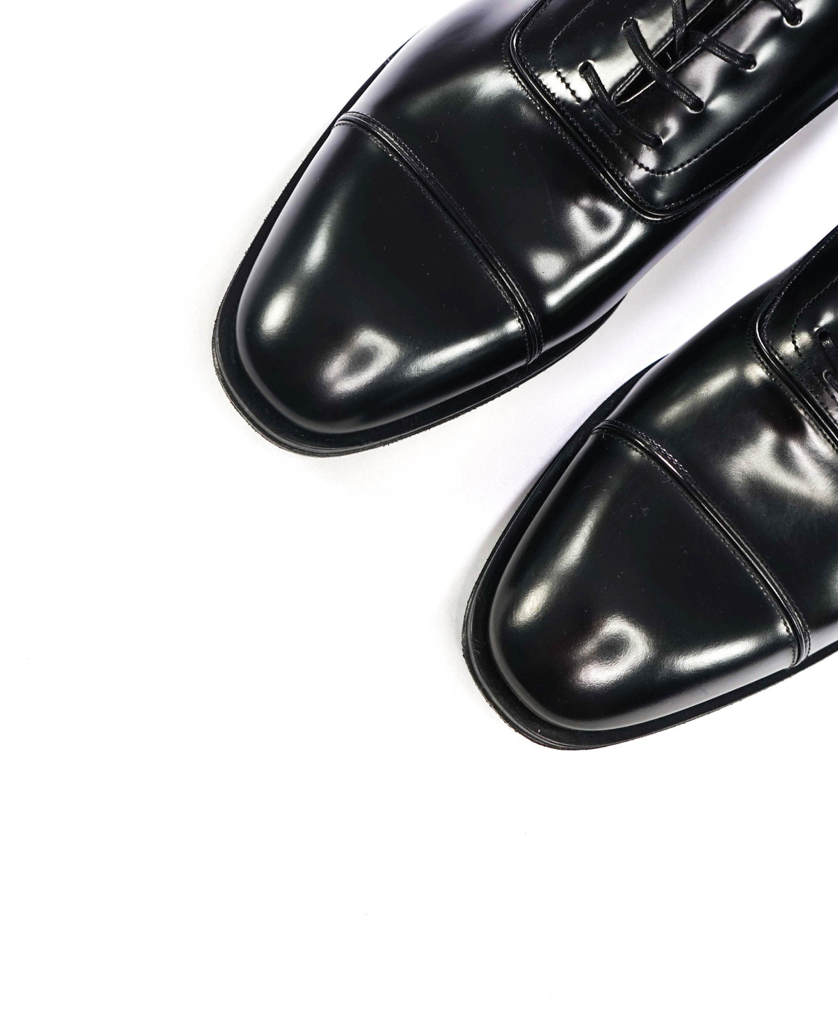 $995 FERRAGAMO - "FERMIN" Black Leather Oxfords - 10.5 EE