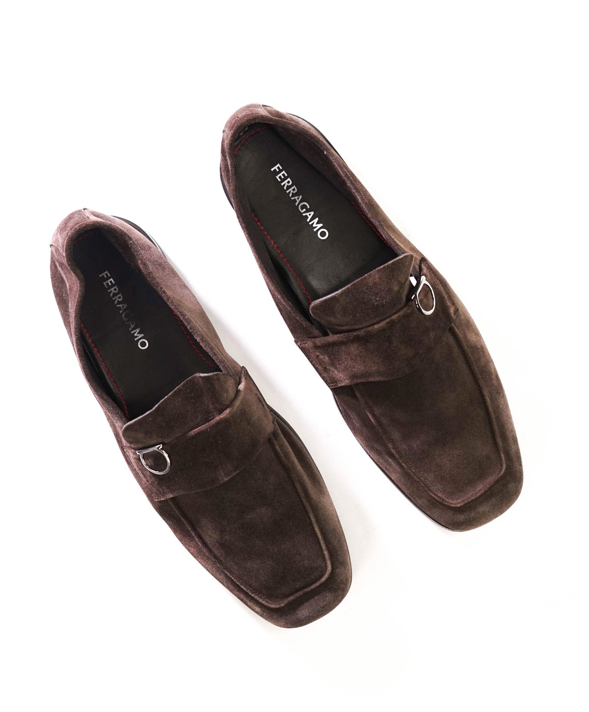 $895 FERRAGAMO - "CRYSTAL" Brown Suede Loafers - 12 EE
