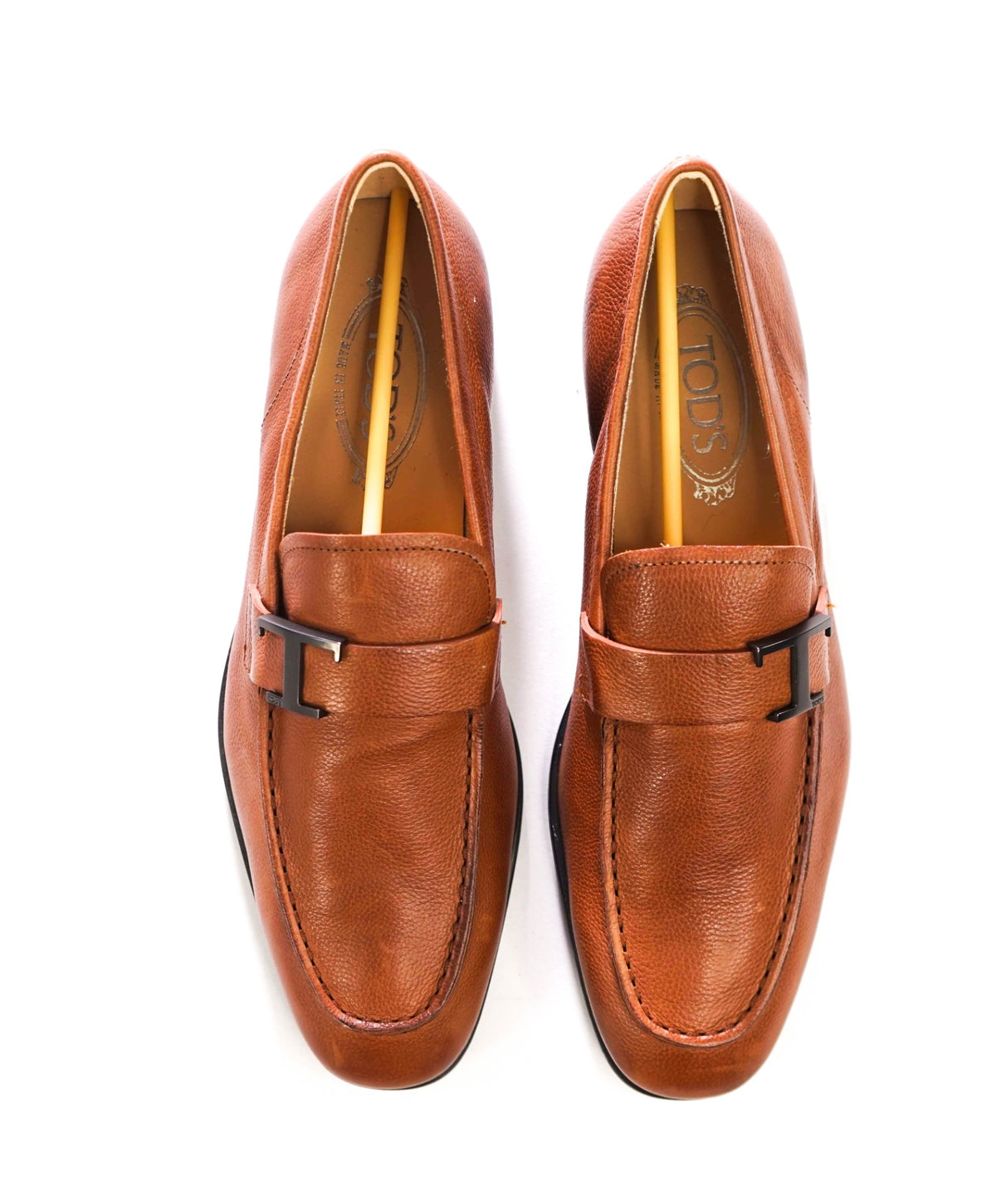 $750 TOD'S - Brown Pebble Leather Loafers - US 8 (7UK)