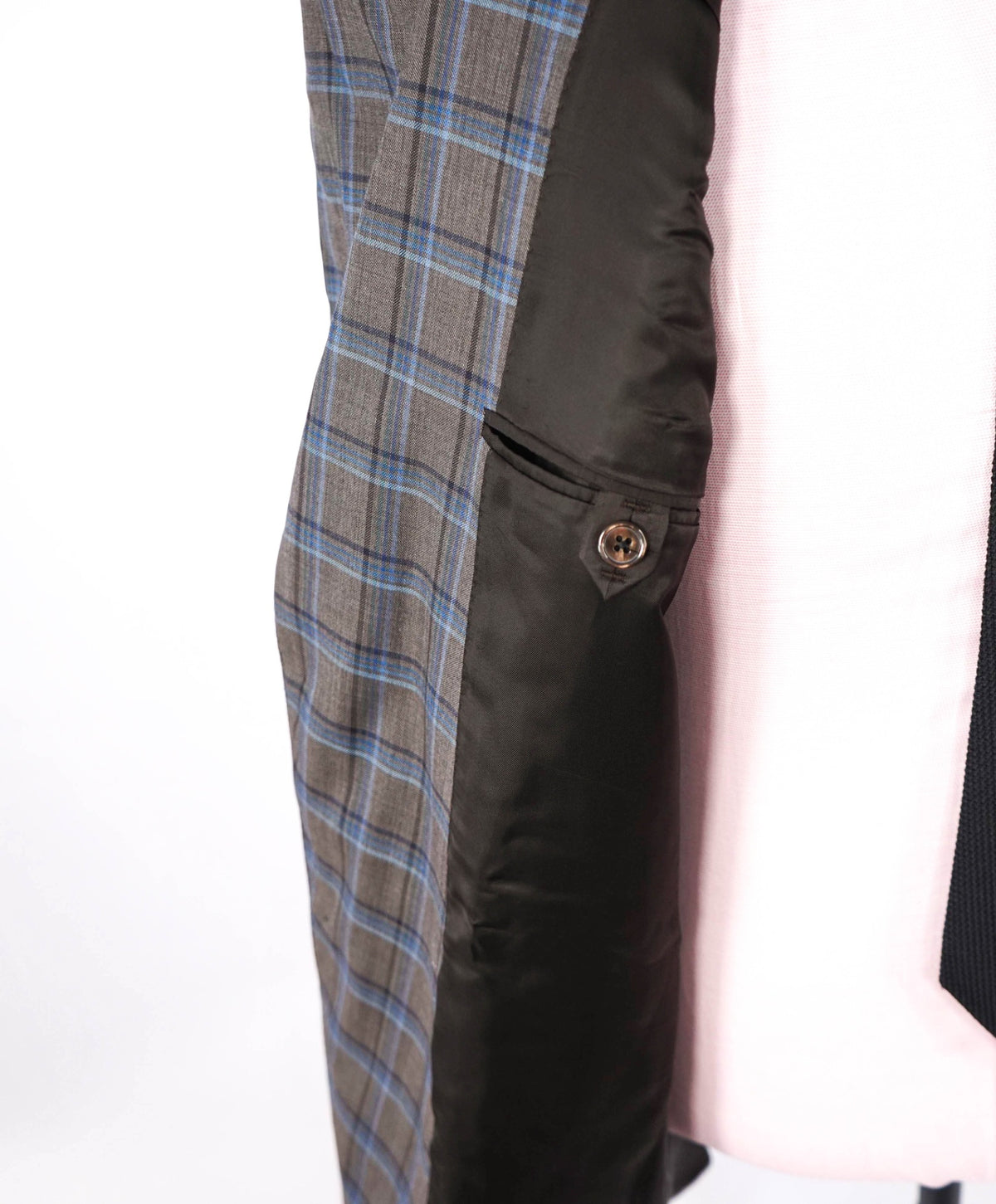 $995 SAMUELSOHN For SFA - Gray/Blue Plaid Wool Blazer - 44L