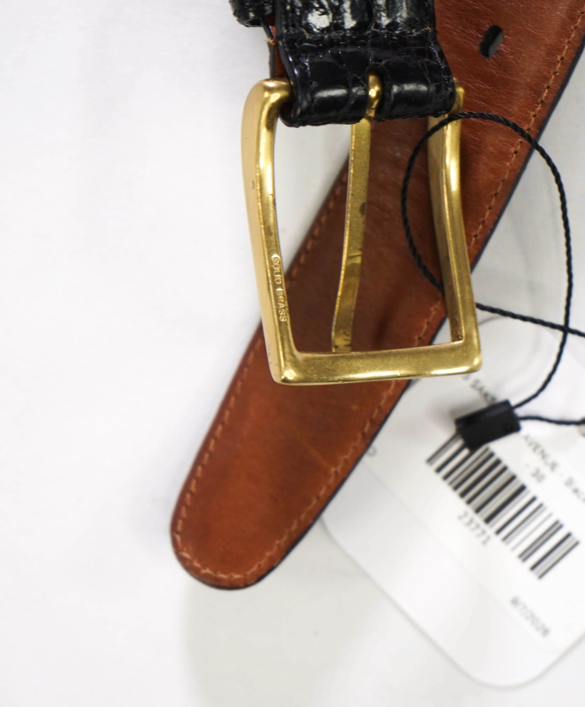 $545 SAKS FIFTH AVENUE - Black Genuine Crocodile Belt - 36