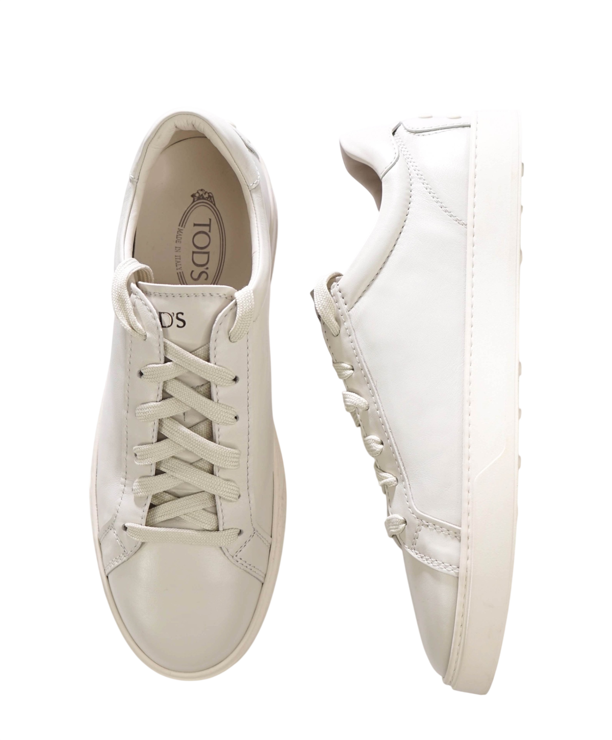 $750 TOD'S - White Leather Sneakers - US 12 (11UK)