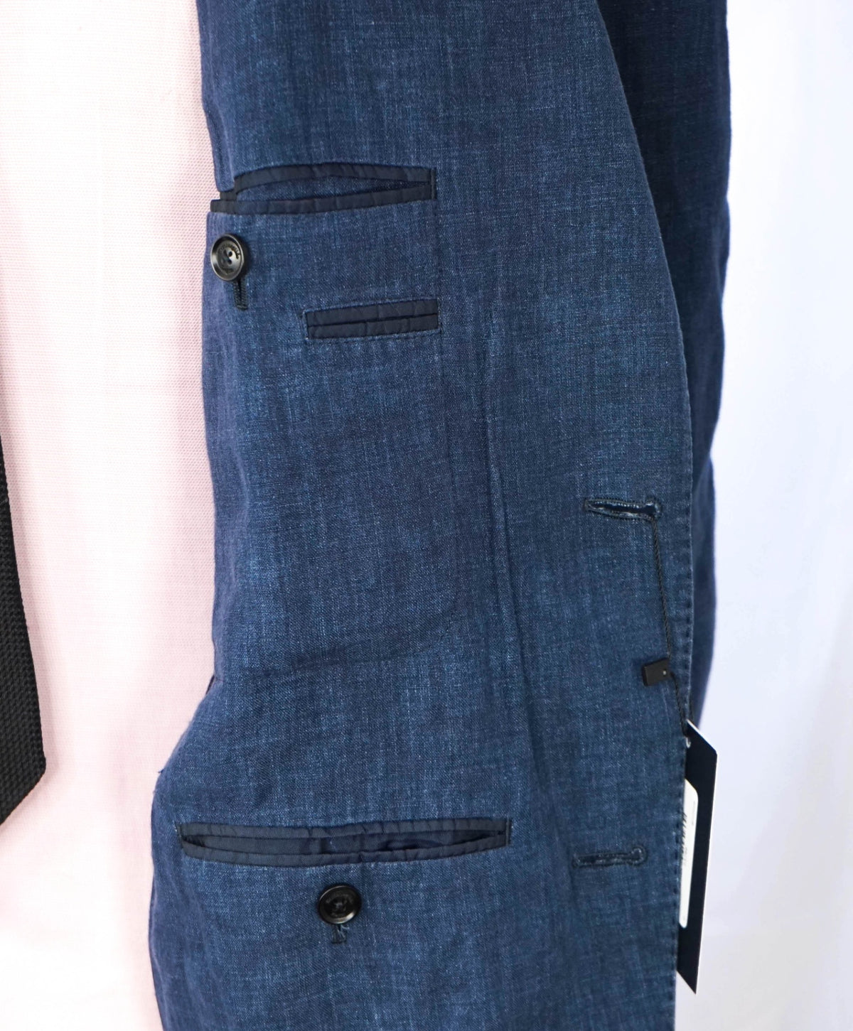 $3,750 ZEGNA - Blue Washed Distressed Pure Linen Blazer - 46R