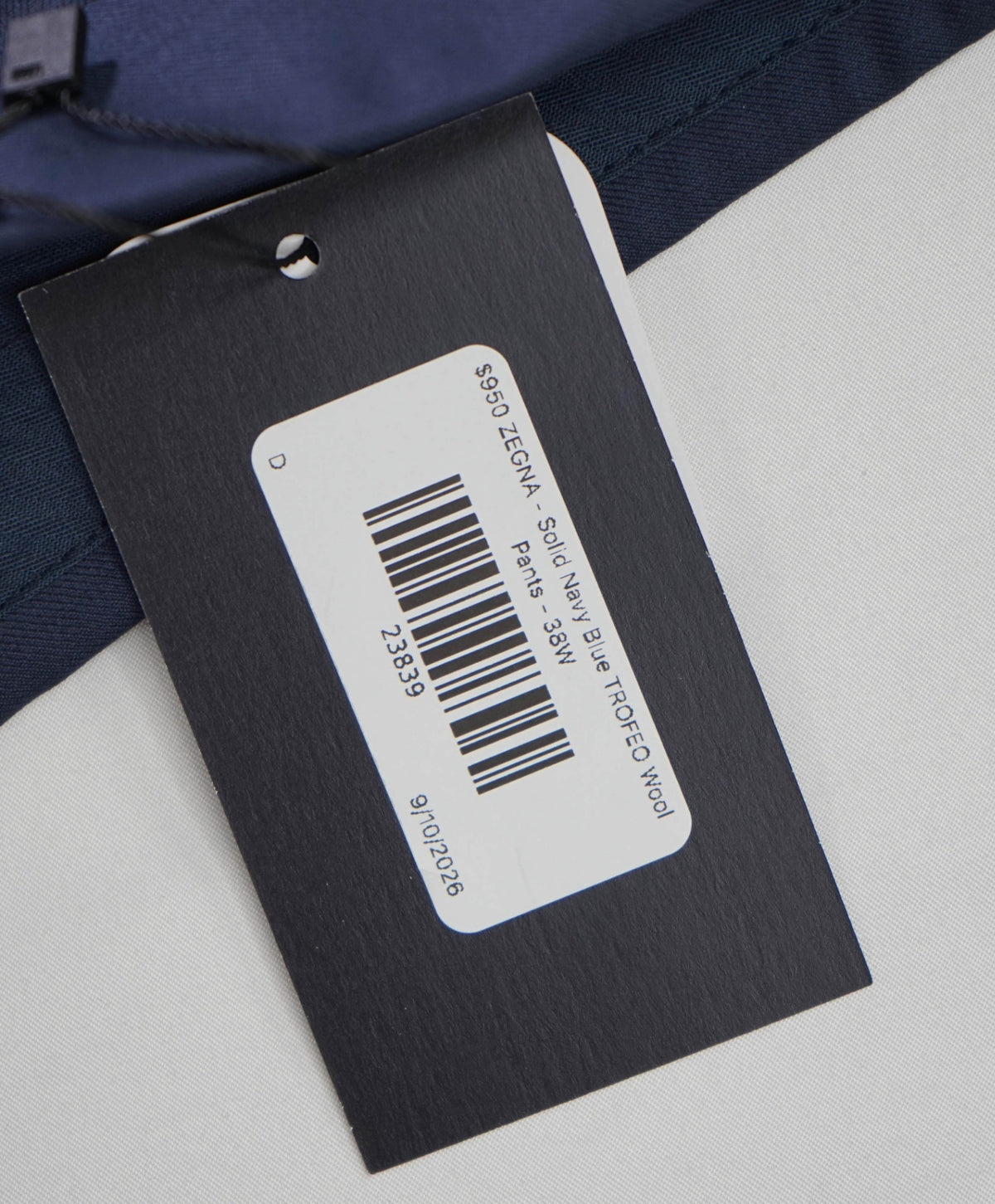 $950 ZEGNA - Solid Navy Blue TROFEO Wool Pants - 38W