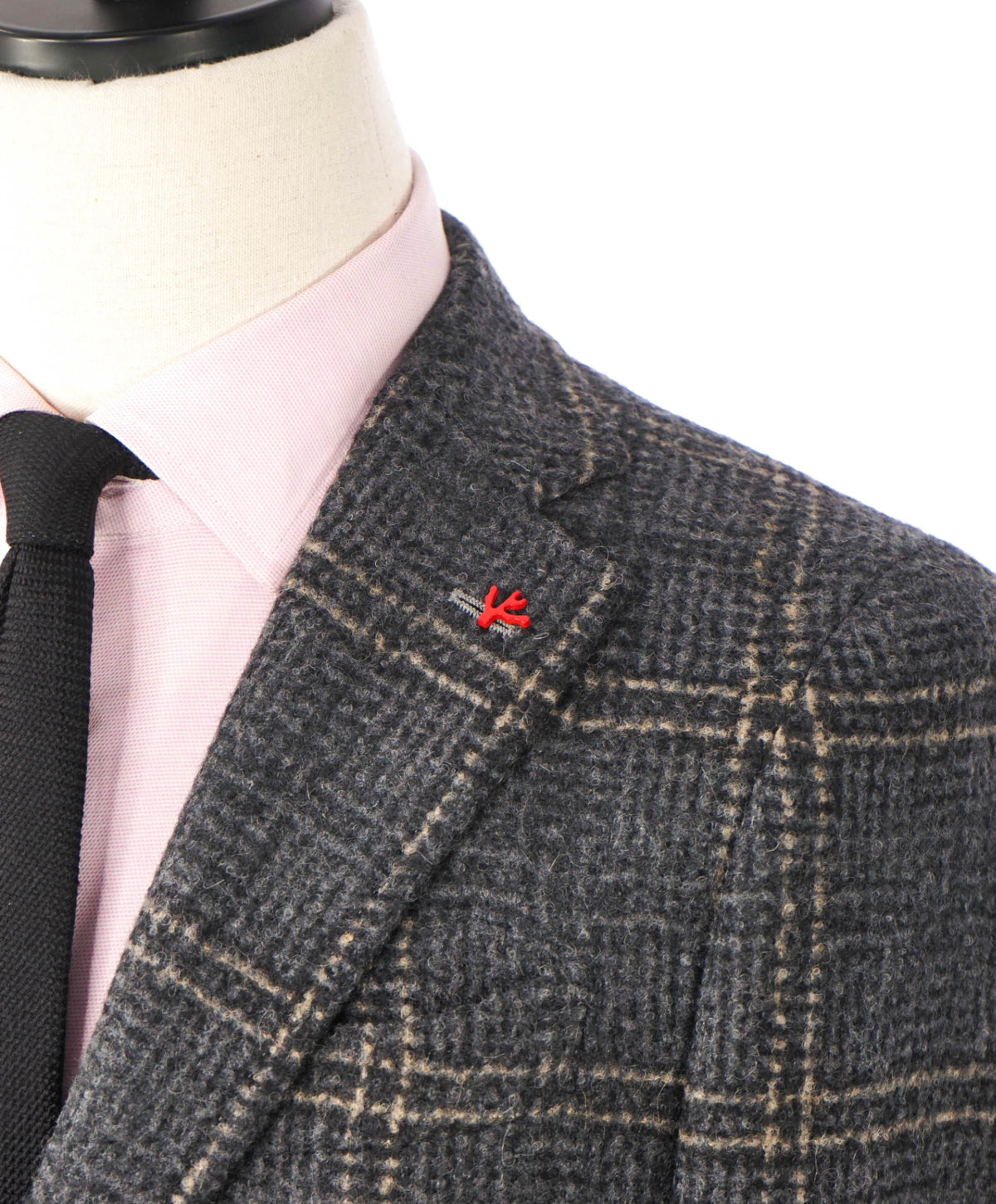 $4,500 ISAIA - Gray Plaid Wool/Lama Sport Coat - 36R
