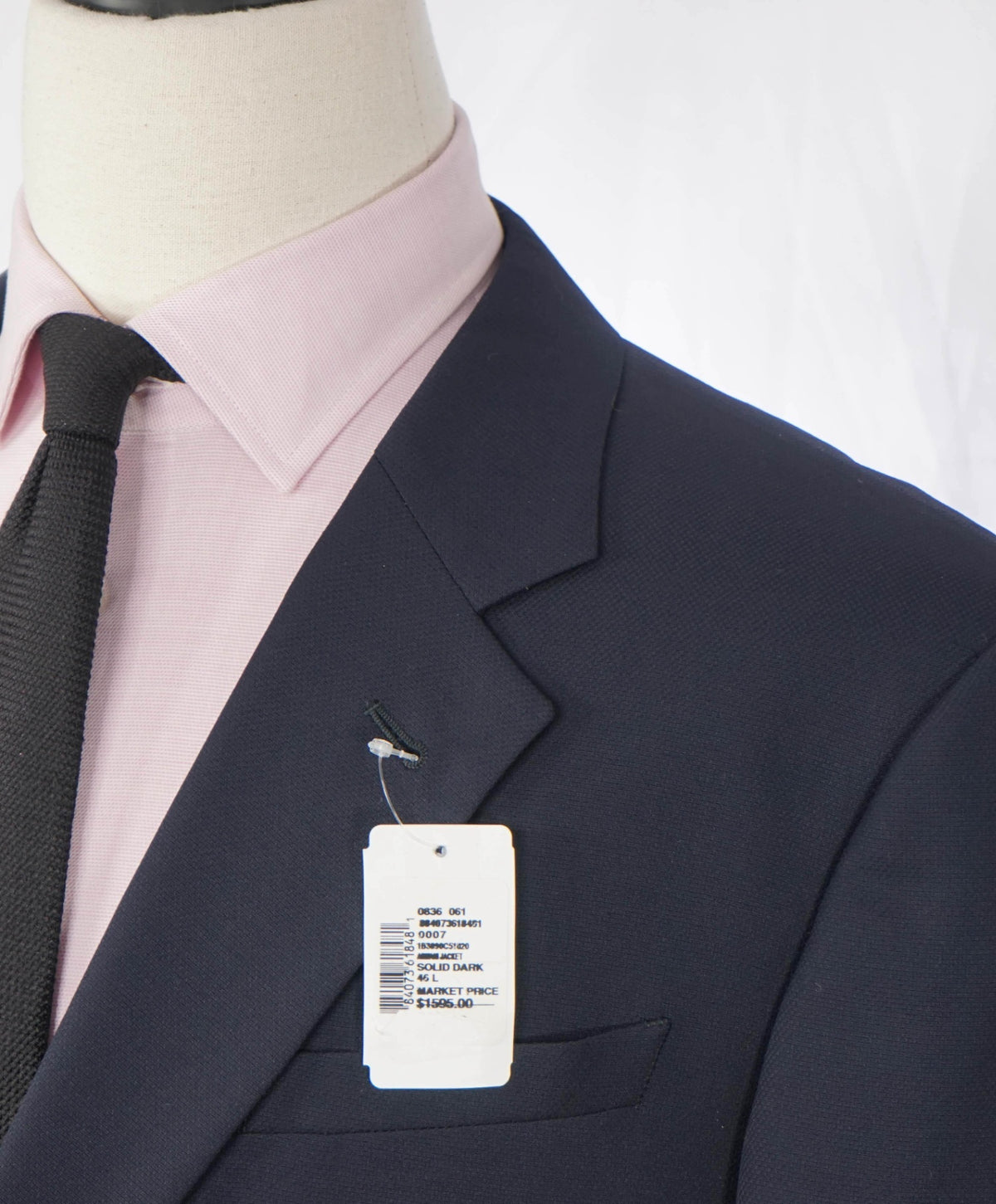 $1,595 ARMANI COLLEZIONI - Navy Blue Textured Wool Blazer - 46L