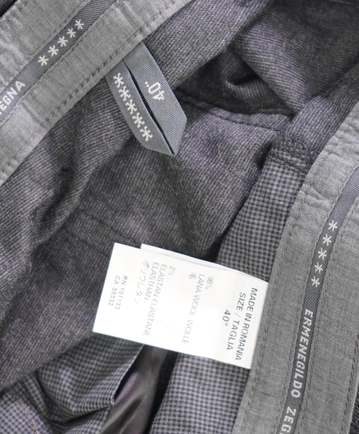 $695 ZEGNA - Dark Grey 5-Pocket Flannel Wool Pants - 40W