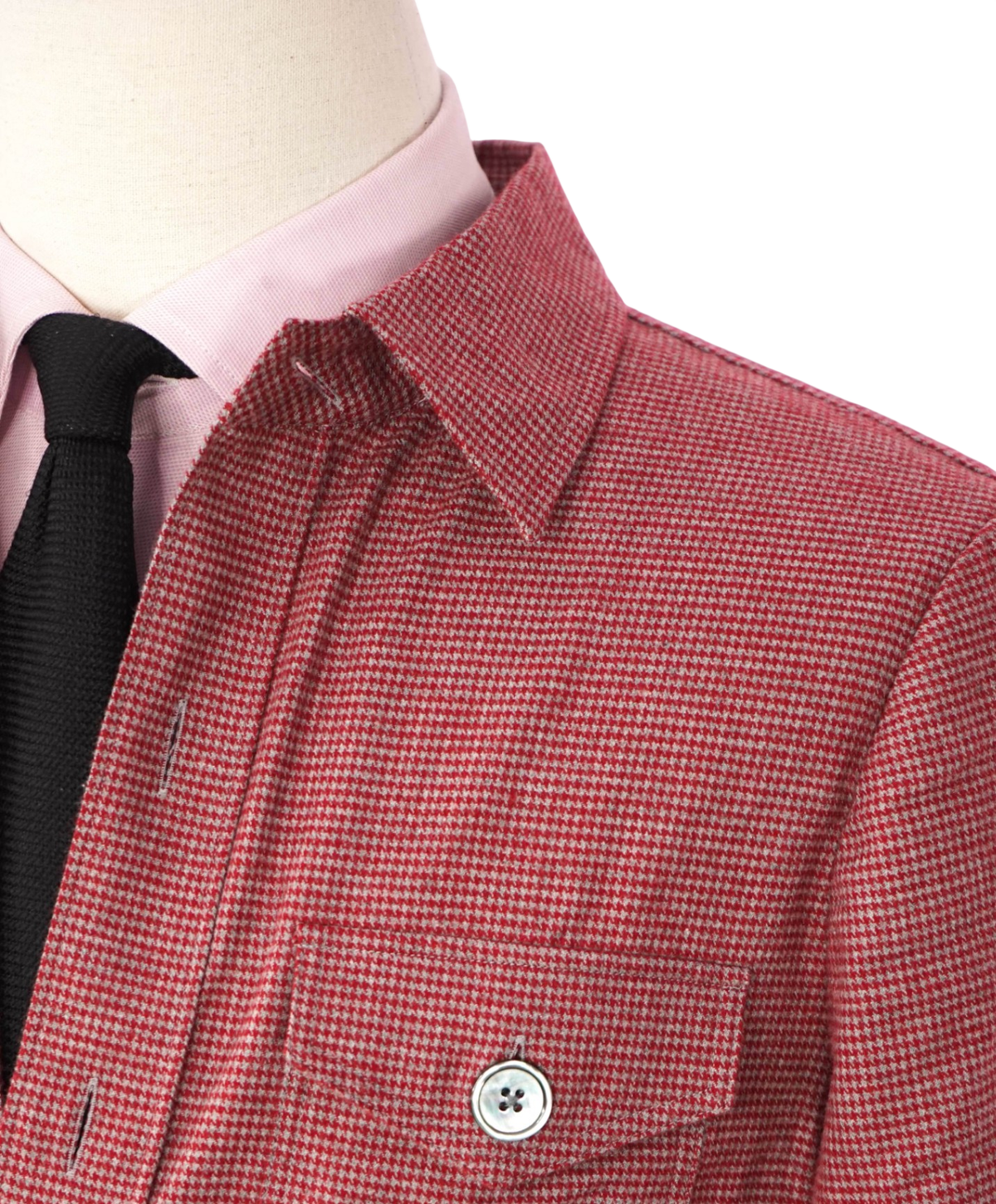 $325 BACK LAWRENCE - Red Houndstooth Flannel Shirt Jacket - 40R