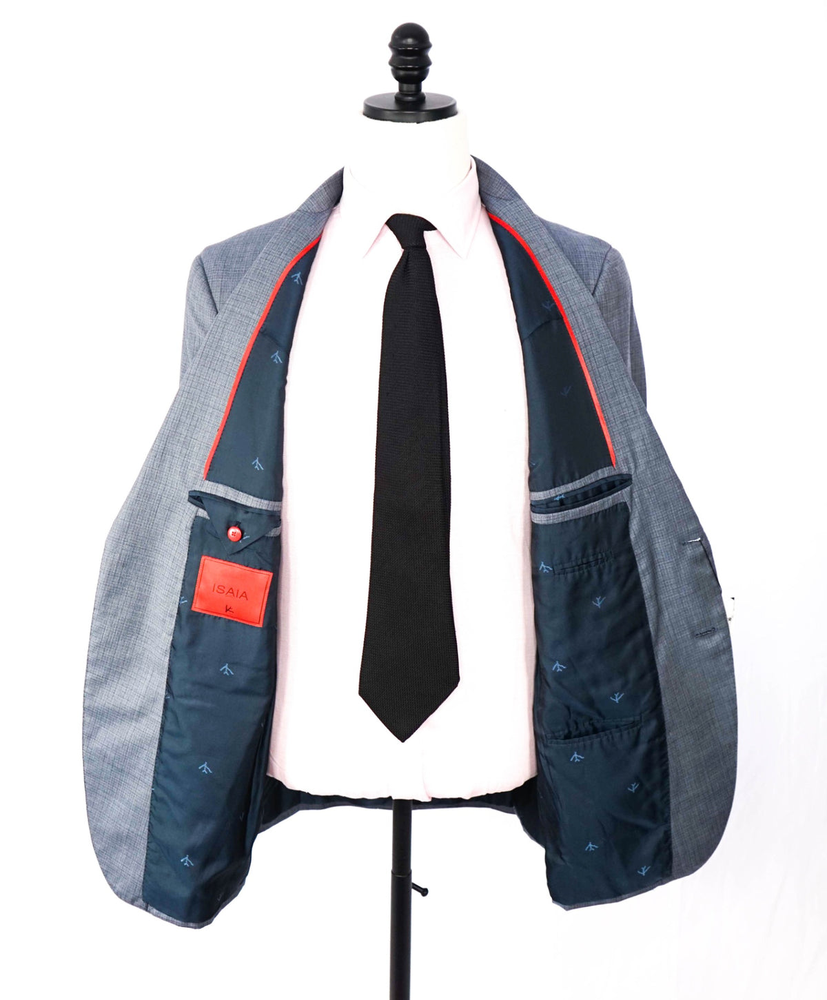 $3,295 ISAIA - Steel Blue Check Wool Blazer - 44R