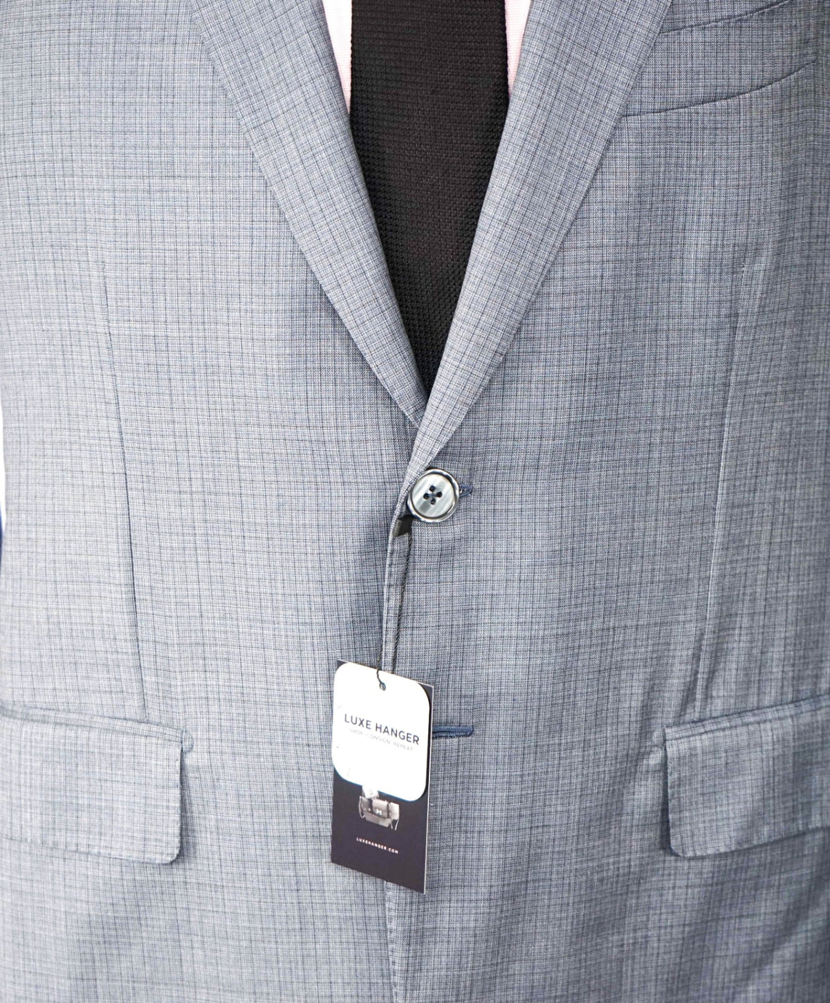 $3,295 ISAIA - Steel Blue Check Wool Blazer - 44R