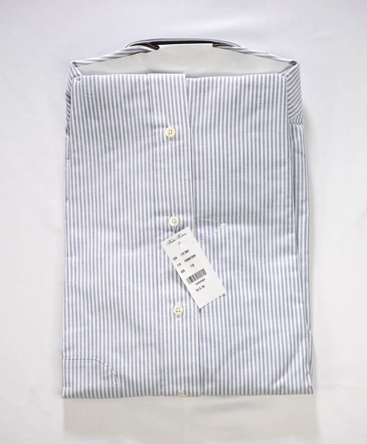 $198 BROOKS BROTHERS - Blue Stripe NON-IRON MAKERS & MERCHANTS Shirt - 16.5 - 34