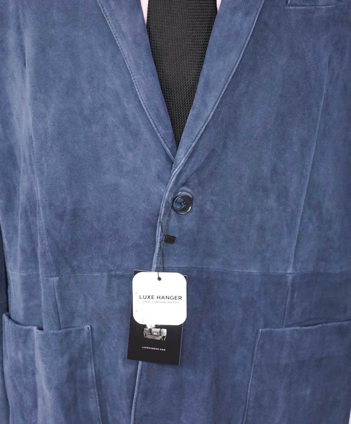 $1,495 SAKS FIFTH AVENUE - Navy Blue GOAT SUEDE Blazer - 46R