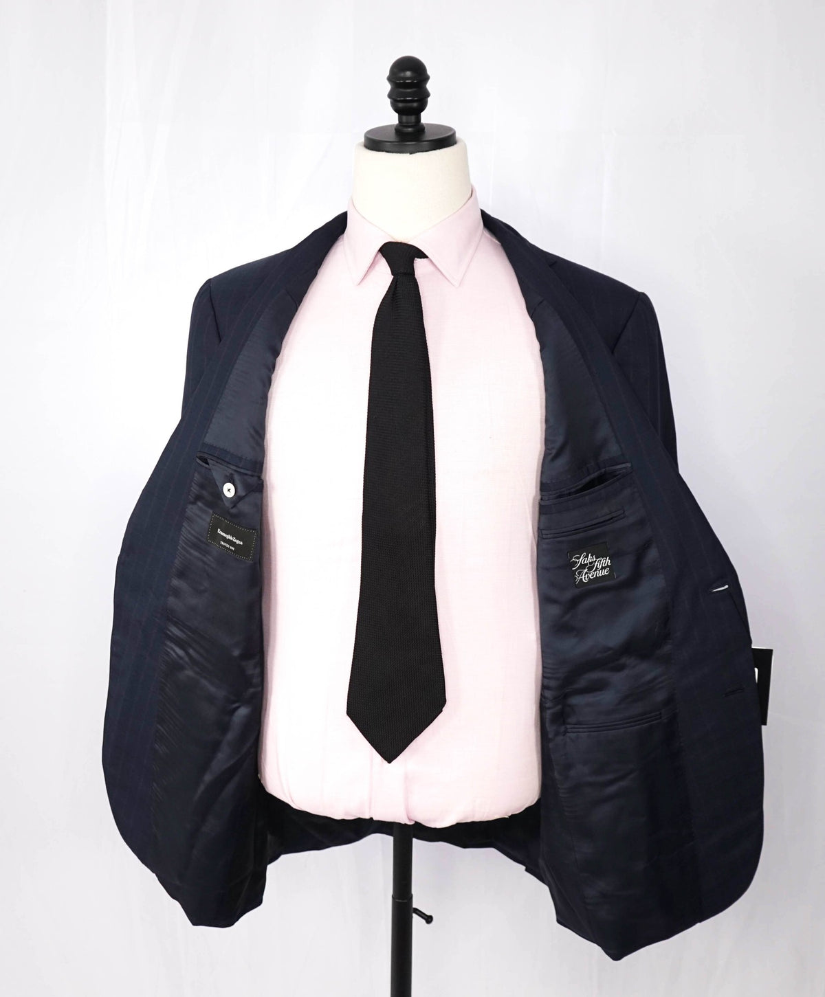 $3,250 ZEGNA - Navy Stripe "TROFEO 600" Wool/Silk Blazer - 42R