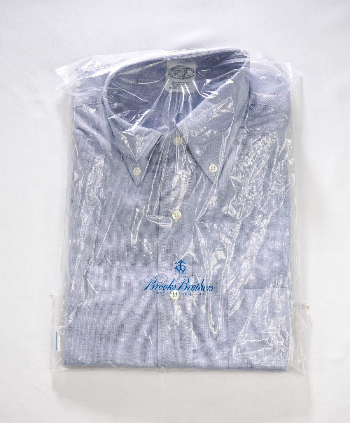 $198 BROOKS BROTHERS - Blue NON-IRON MAKERS & MERCHANTS Shirt - 14.5 - 33