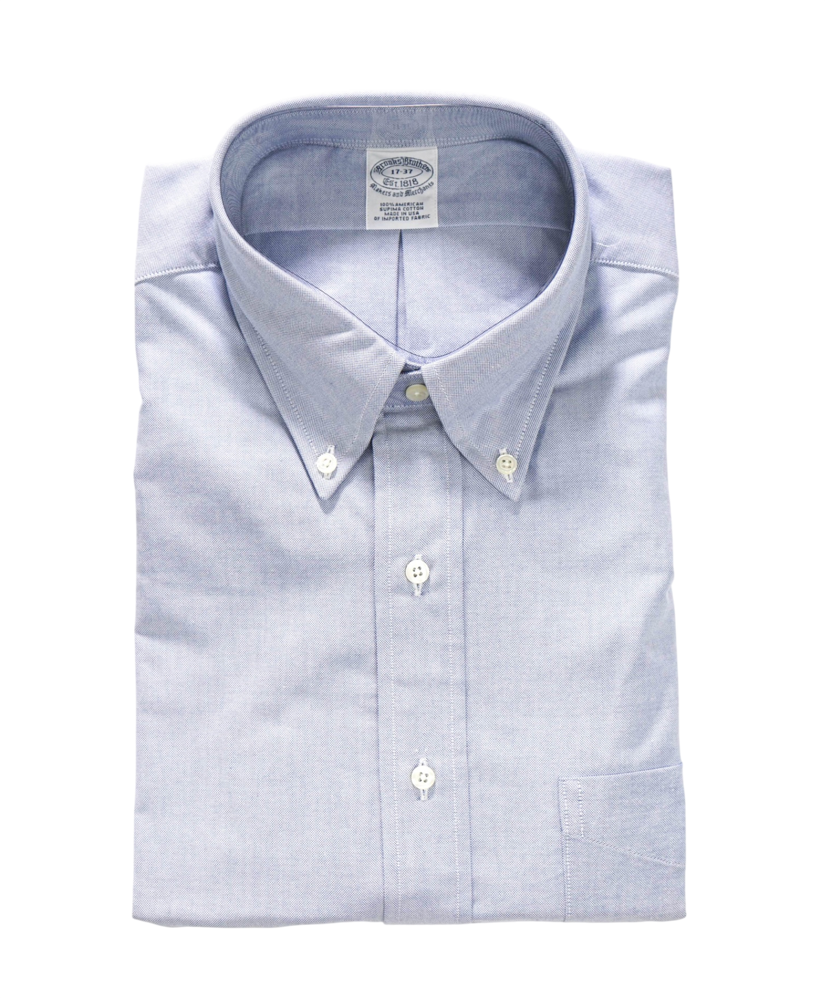 $198 BROOKS BROTHERS - Blue NON-IRON MAKERS & MERCHANTS Shirt - 17 - 37