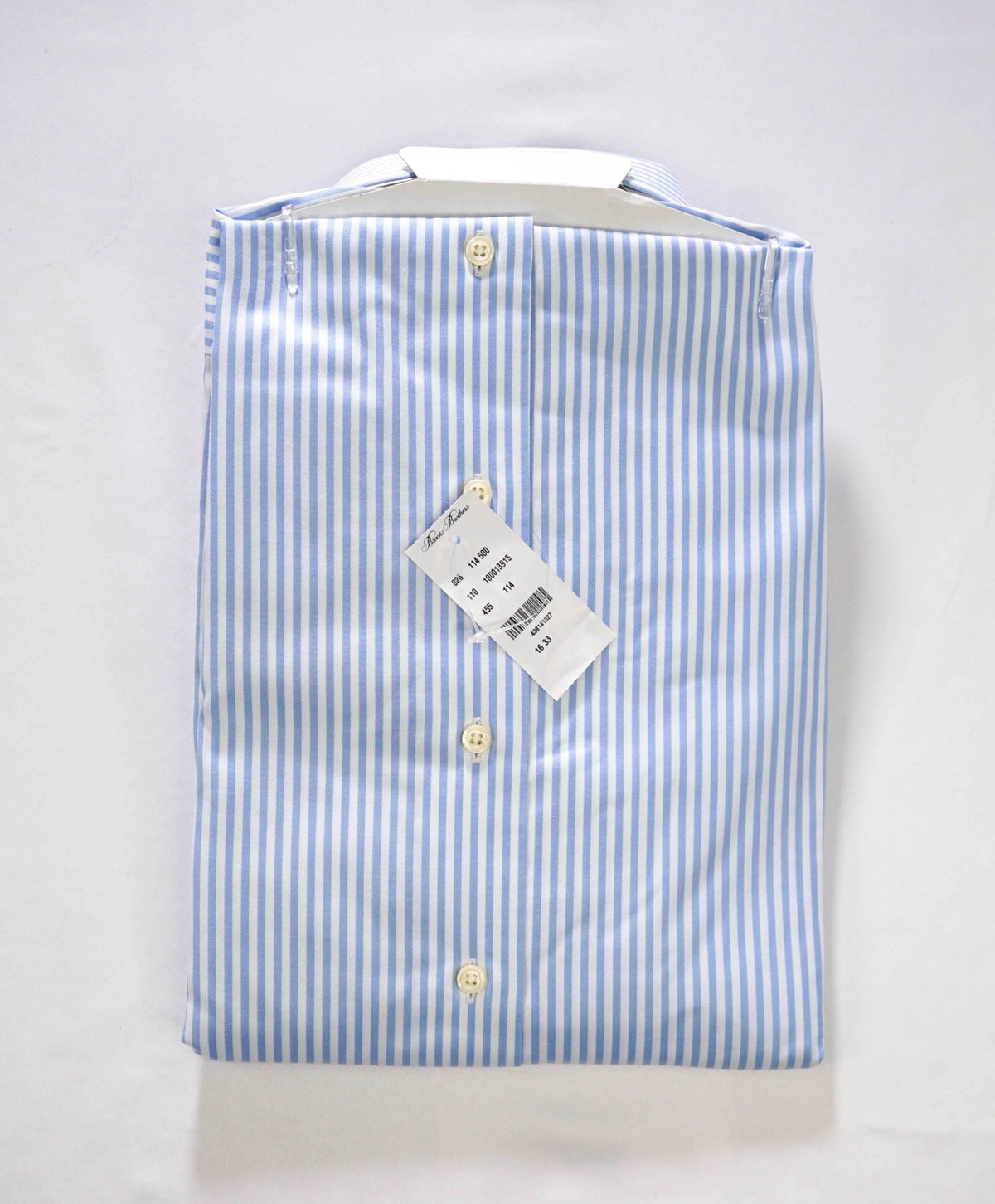 $128 BROOKS BROTHERS - Blue Stripe NON-IRON Shirt - 16 - 33