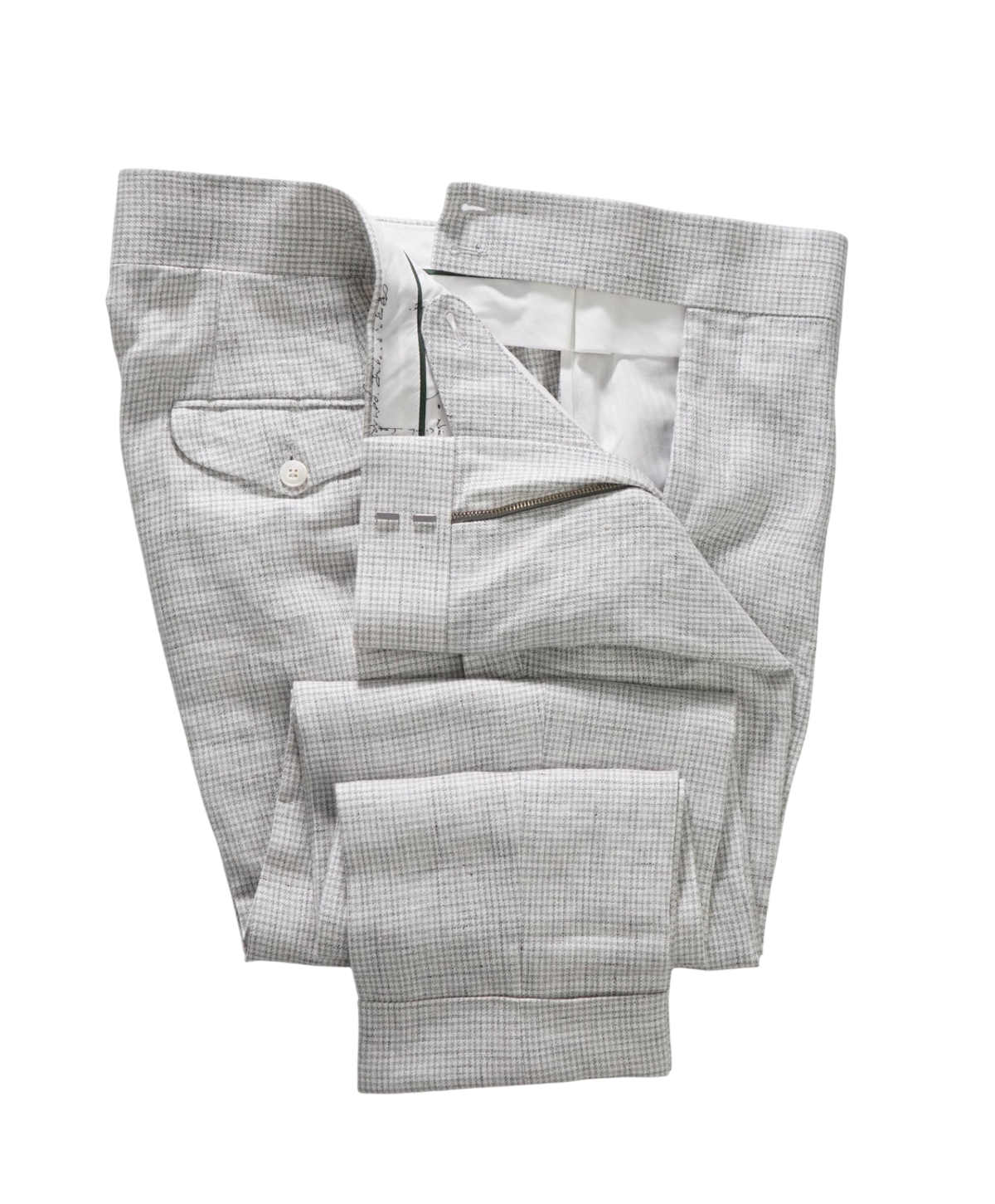 BACK LAWRENCE - Gray Houndstooth Linen/Cotton Tabs Pants - 38W