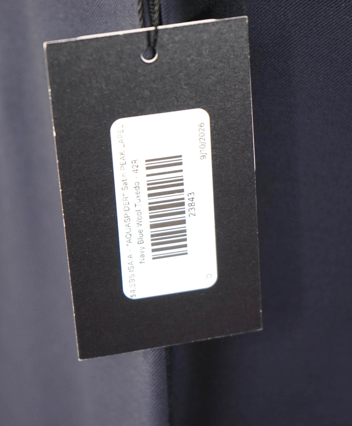$4,595 ISAIA - "AQUASPIDER" PEAK LAPEL Navy Wool Tuxedo - 42R