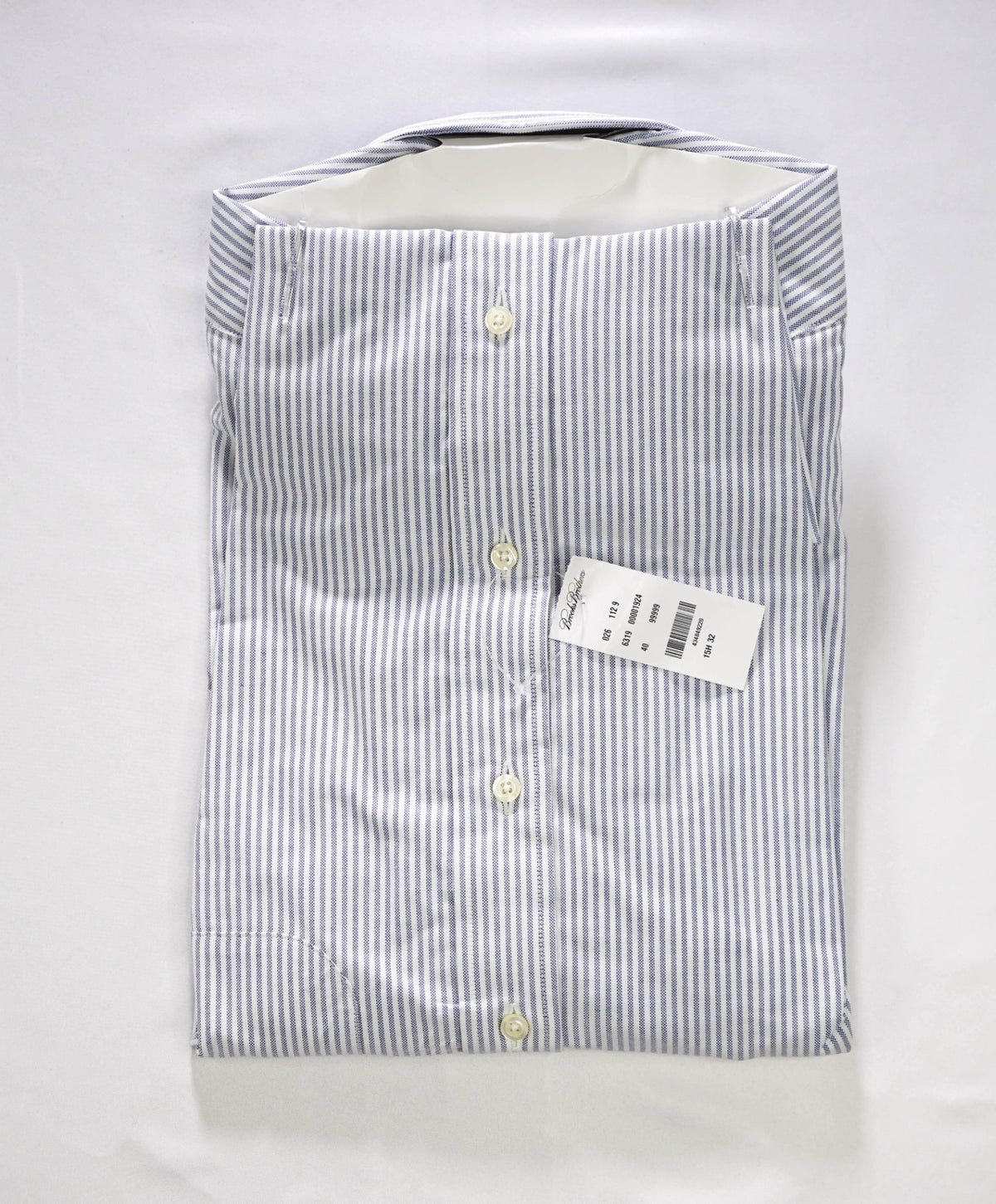 $198 BROOKS BROTHERS - Blue Stripe NON-IRON MAKERS & MERCHANTS Shirt - 15.5 - 32