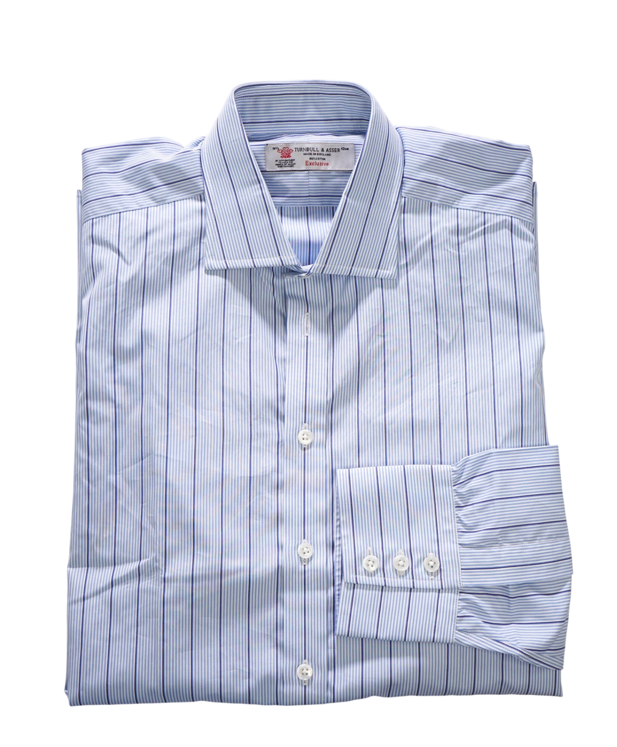 $605 TURNBULL & ASSER Exclusive - Blue Stripe Cotton Shirt - 16.5