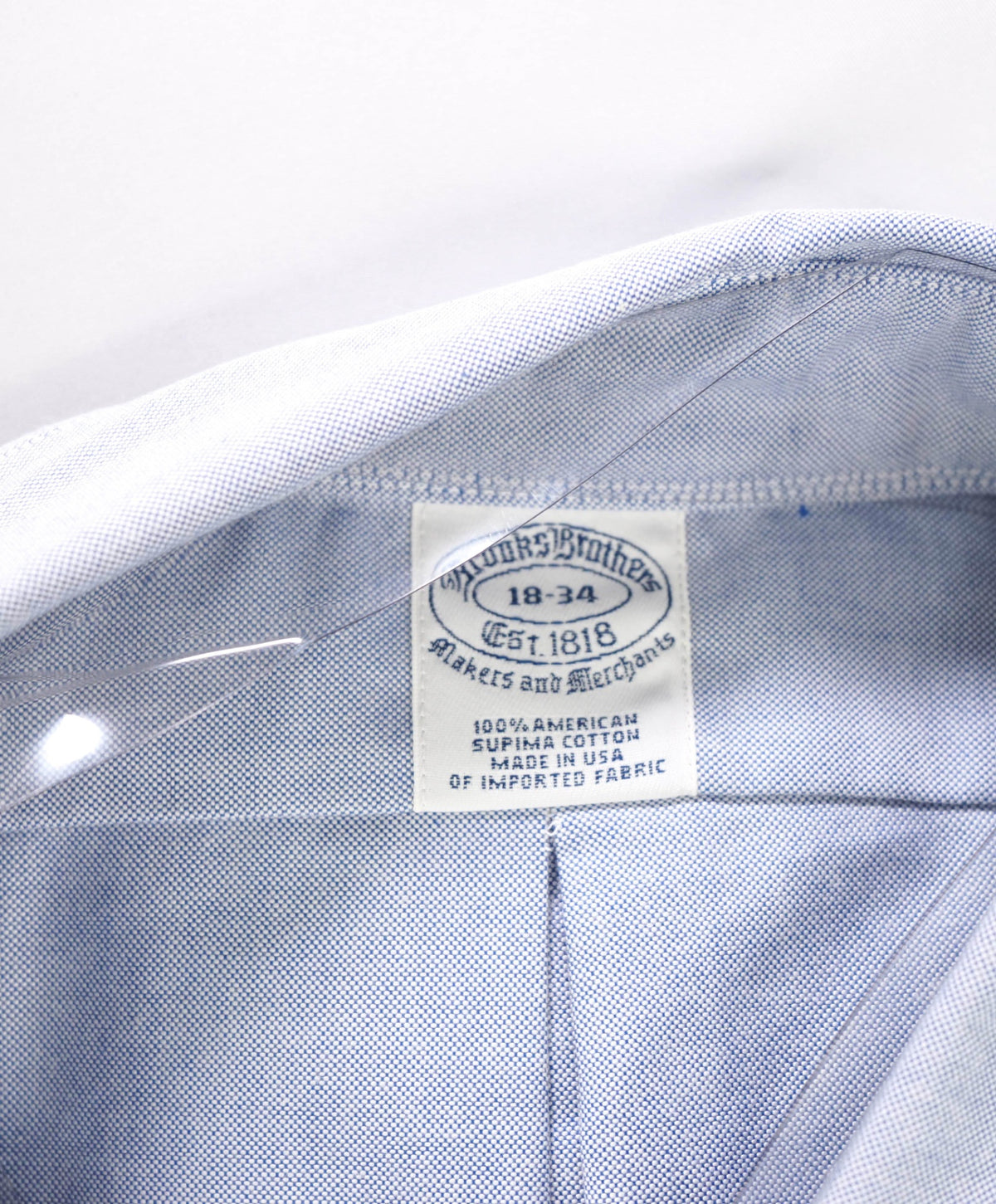 $198 BROOKS BROTHERS - Blue NON-IRON MAKERS & MERCHANTS Shirt - 18 - 34
