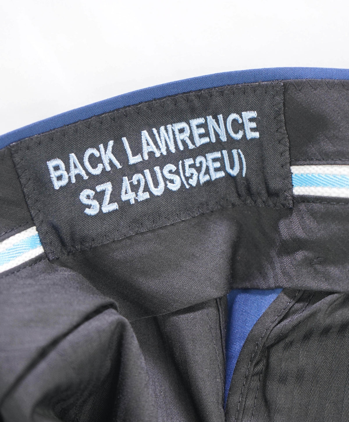 $495 BACK LAWRENCE - Blue Wool Side Tabs Pants - 36W