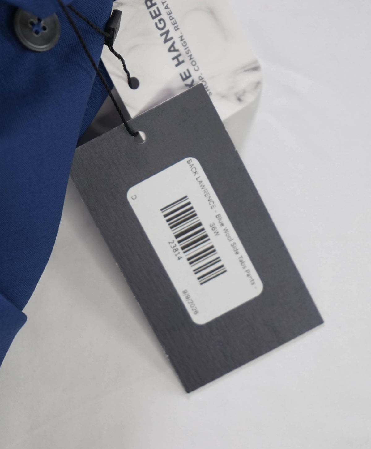 $495 BACK LAWRENCE - Blue Wool Side Tabs Pants - 36W
