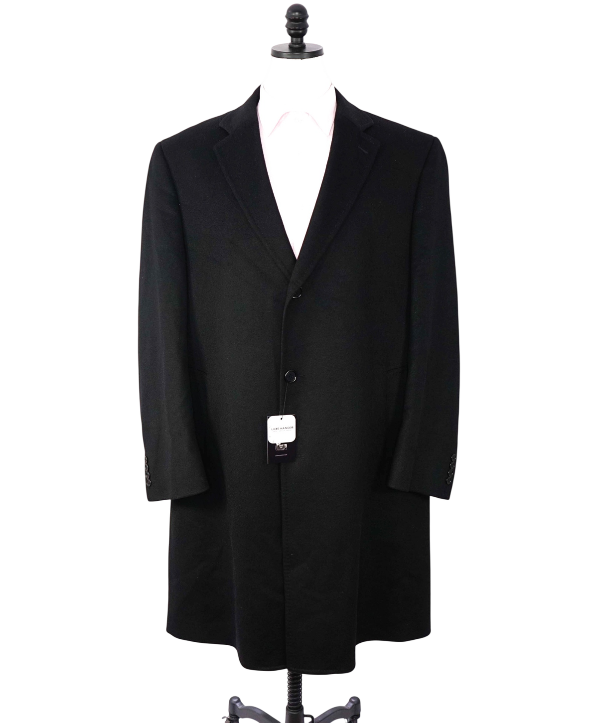$1,998 SAKS FIFTH AVENUE - Black 100% Cashmere Topcoat - 46R