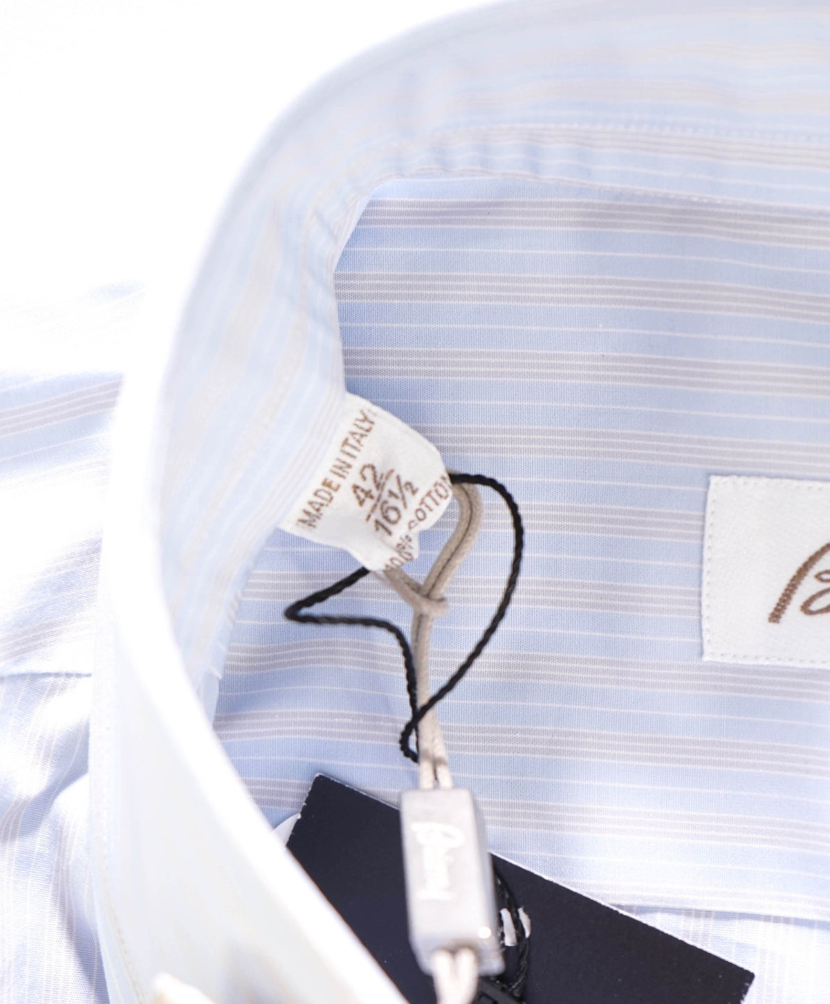 $795 BRIONI - Blue/Gray Stripe Shirt - 16.5 - 42
