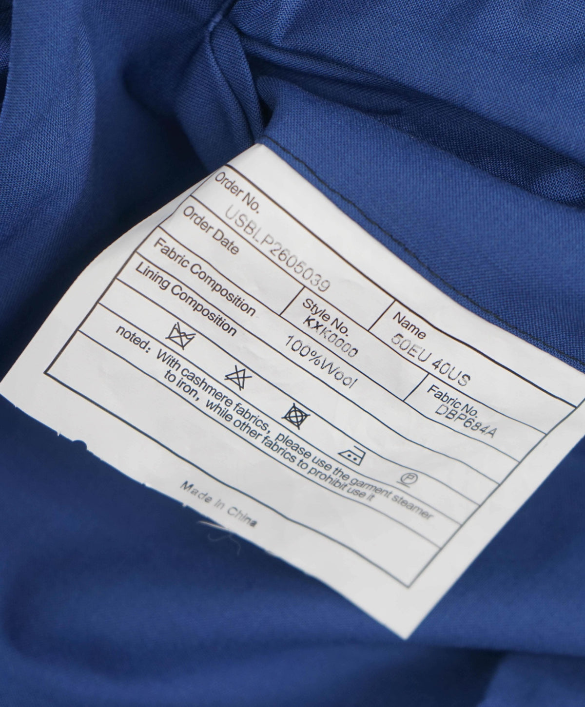 $495 BACK LAWRENCE - Blue Wool Side Tabs Pants - 35W