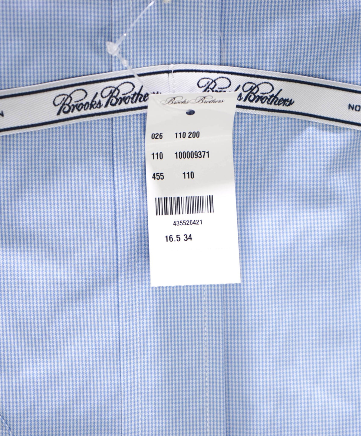 $128 BROOKS BROTHERS - Blue Micro Houndstooth NON-IRON TRADITIONAL Shirt - 16.5 - 34