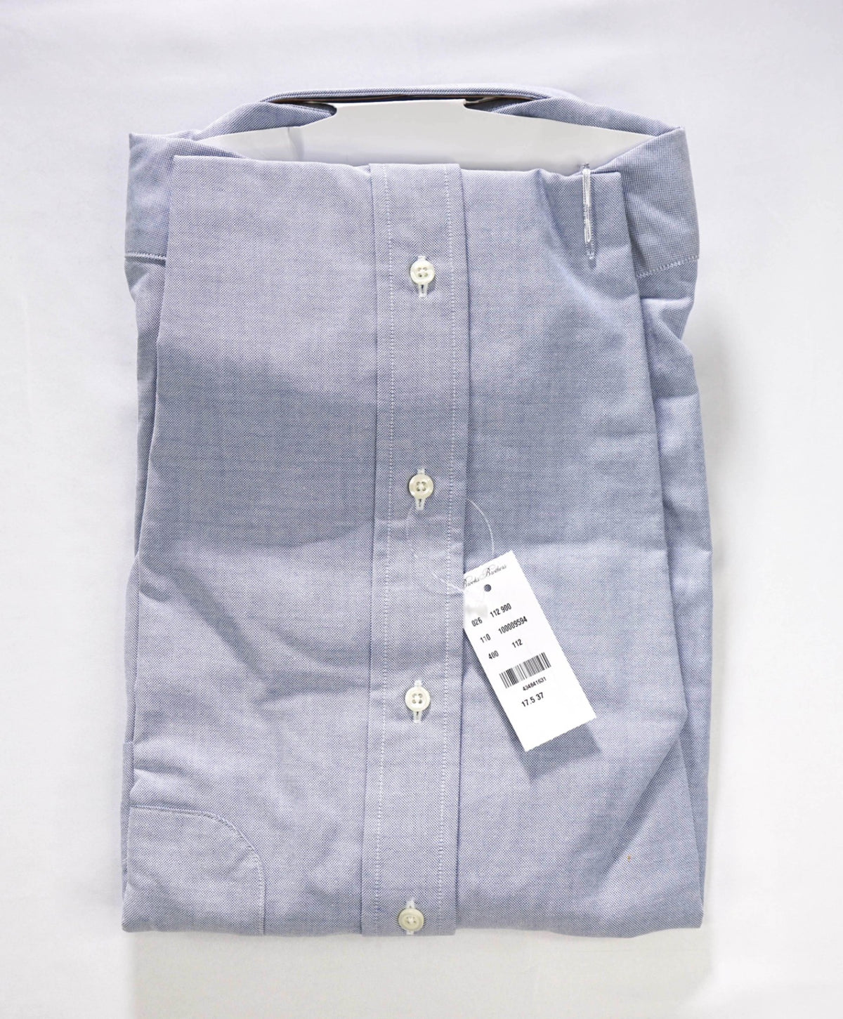 $198 BROOKS BROTHERS - Blue NON-IRON MAKERS & MERCHANTS Shirt - 17.5 - 37
