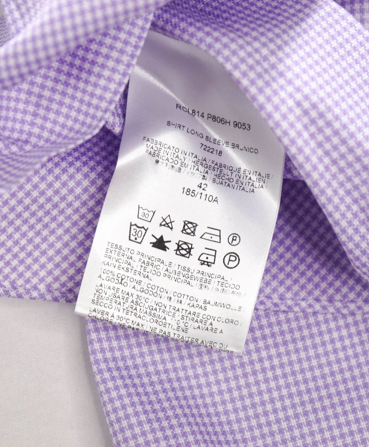 $795 BRIONI - Purple Micro Houndstooth Shirt - 16.5 - 42