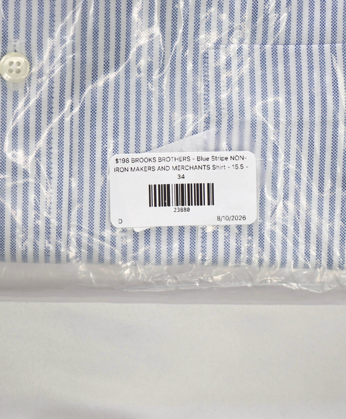$198 BROOKS BROTHERS - Blue Stripe NON-IRON MAKERS & MERCHANTS Shirt - 15.5 - 34