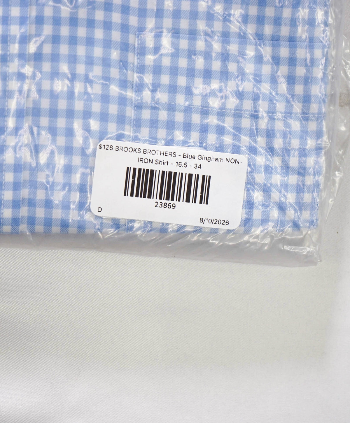 $128 BROOKS BROTHERS - Blue Gingham NON-IRON Shirt - 16.5 - 34