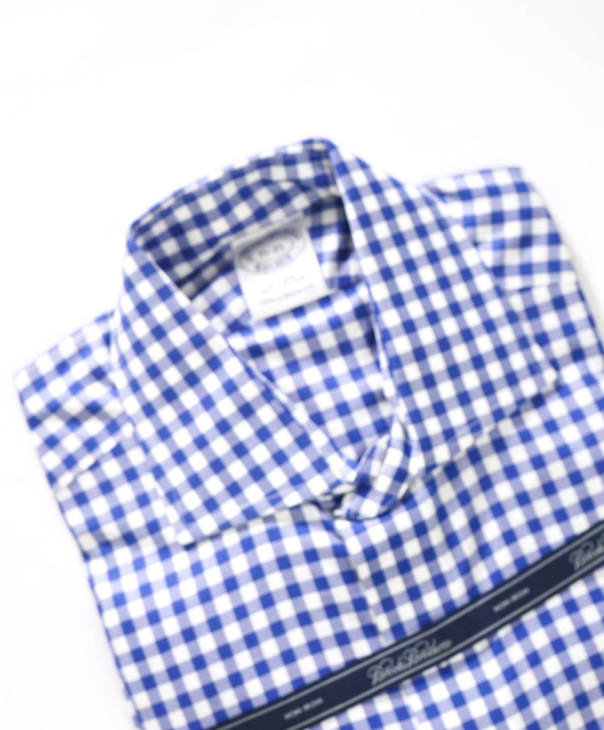 $128 BROOKS BROTHERS - Blue Gingham NON-IRON Shirt - 15 - 35