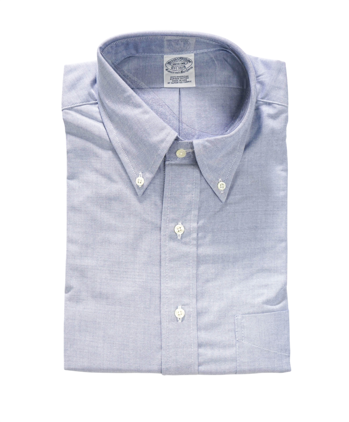 $198 BROOKS BROTHERS - Blue NON-IRON MAKERS & MERCHANTS Shirt - 16.5 - 35