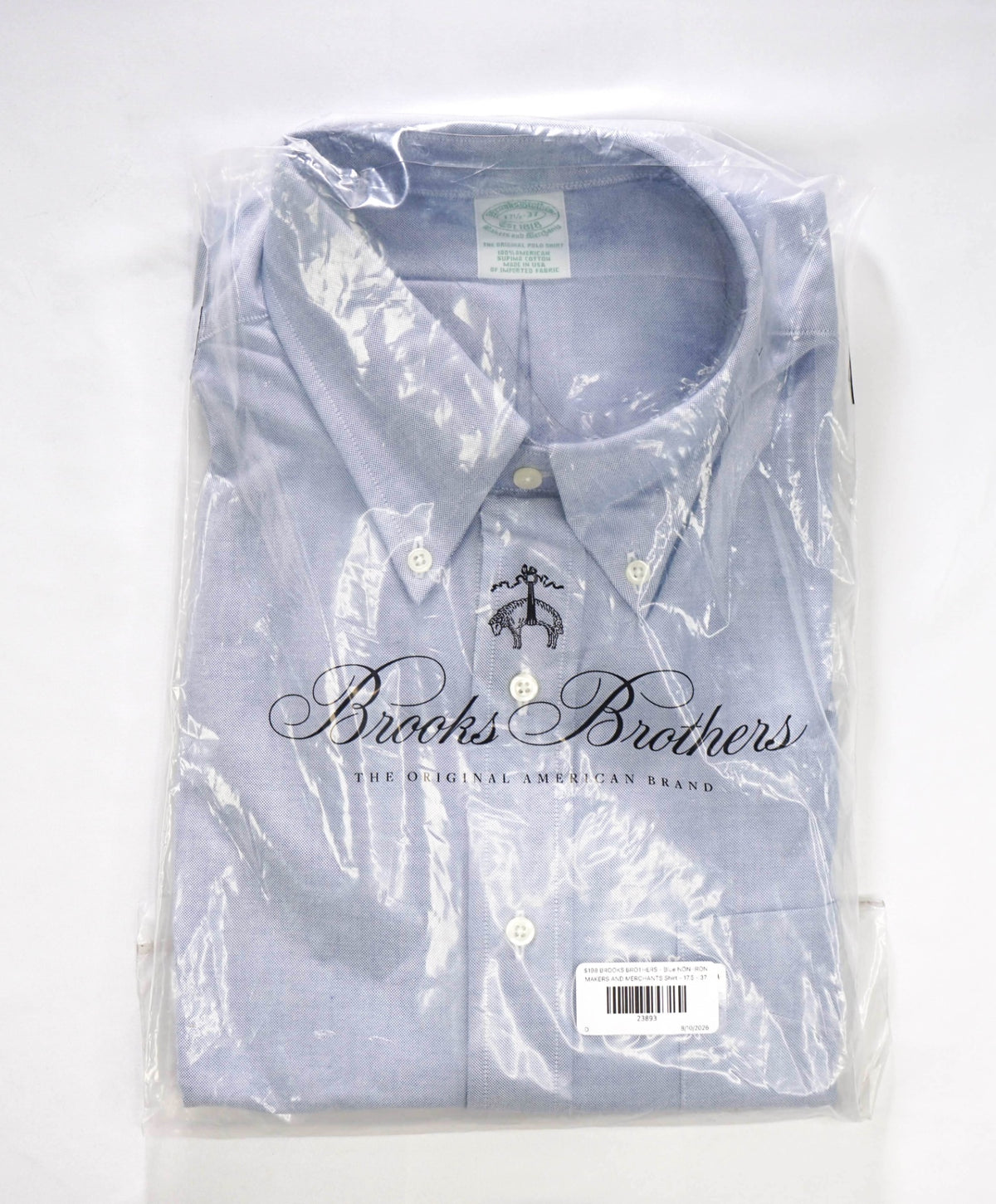 $198 BROOKS BROTHERS - Blue NON-IRON MAKERS & MERCHANTS Shirt - 17.5 - 37