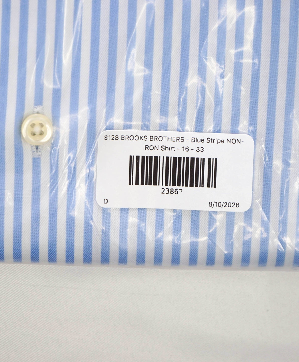 $128 BROOKS BROTHERS - Blue Stripe NON-IRON Shirt - 16 - 33