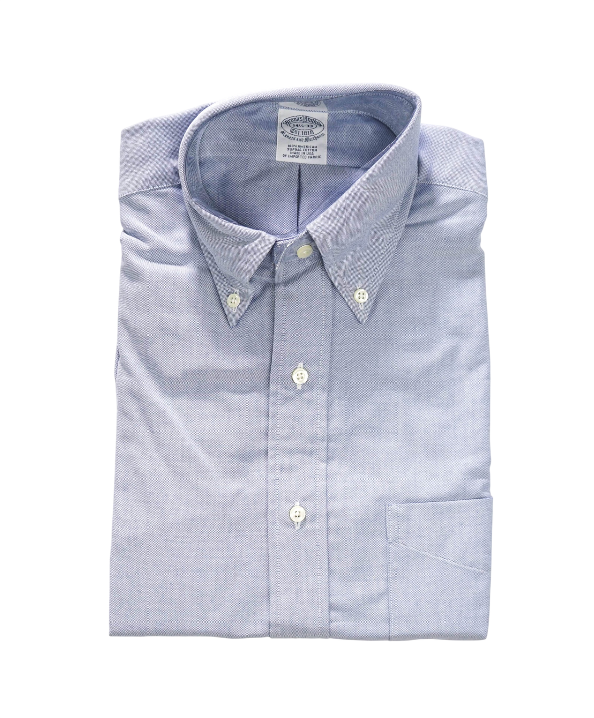 $198 BROOKS BROTHERS - Blue NON-IRON MAKERS & MERCHANTS Shirt - 14.5 - 33