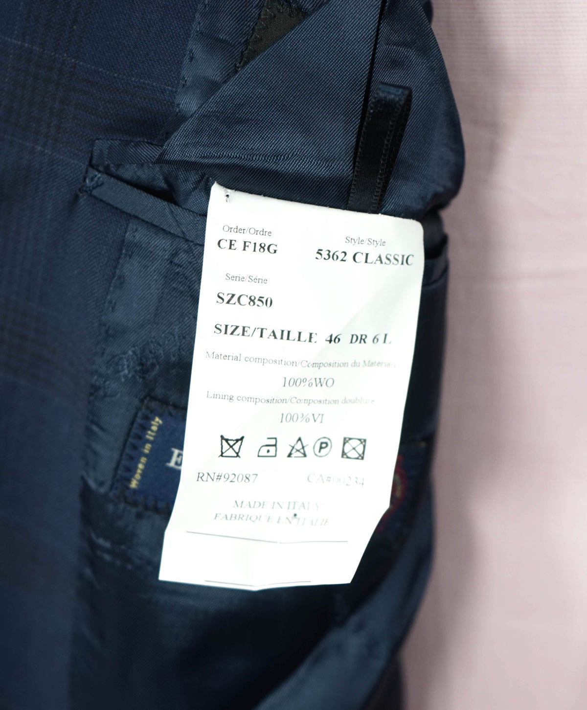 $995 - ZEGNA Traveller Cloth for SFA - Navy Wool Blazer - 46L